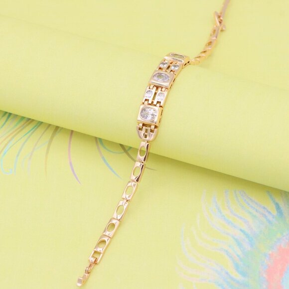 "Elegant Rose Gold Bracelet with Oval Crystal Accents, XPBL0937 - Picture 6 of 12